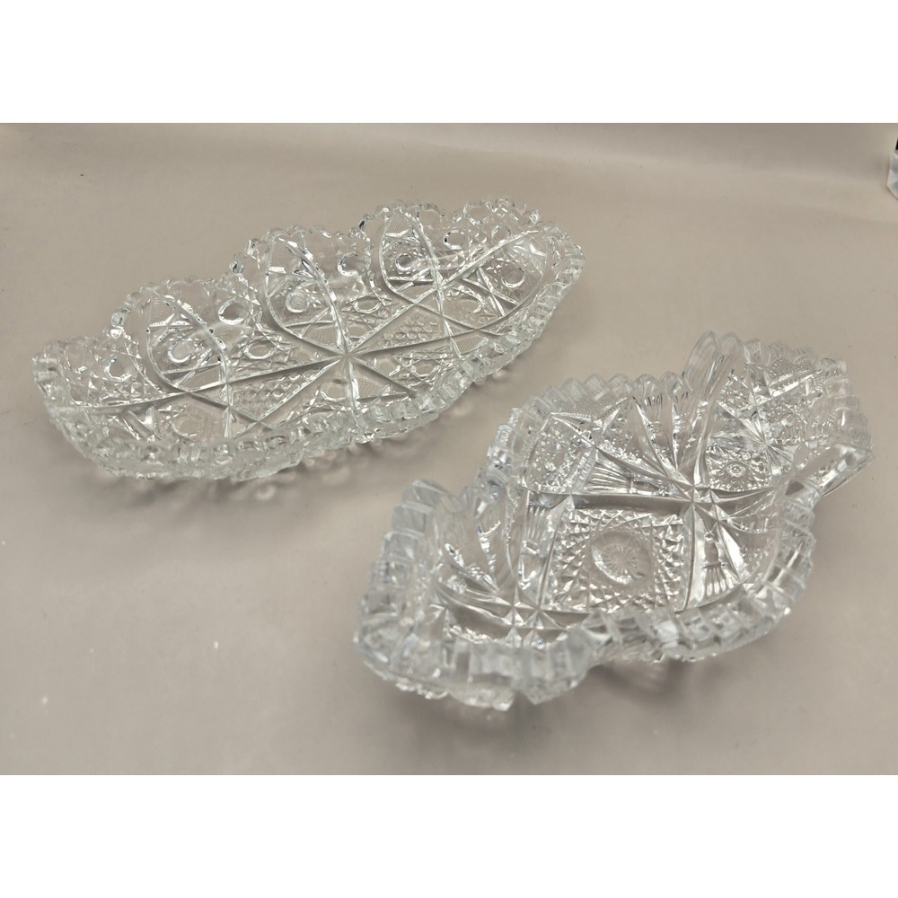 Vintage Serving Dishes Clear Cut Crystal Featuring Star Of David & Pinwheel B#27 - Picture 1 of 15